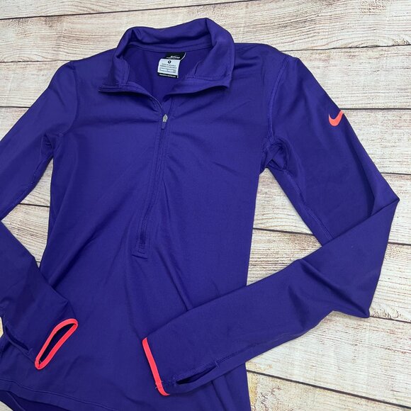 Nike Pro Dri-FIT Purple Half Zip Pullover Size Small Thumbholes Workout Running - Picture 10 of 14